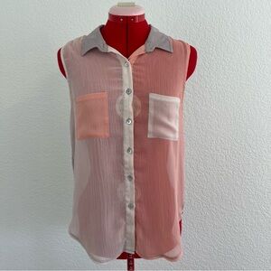 About A Girl Pink and Gray Button Down Shirt